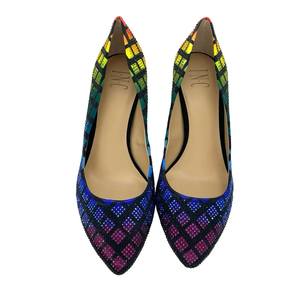 INC International Concepts Zitah Rainbow Rhinestone Heels New Size 9 Pumps